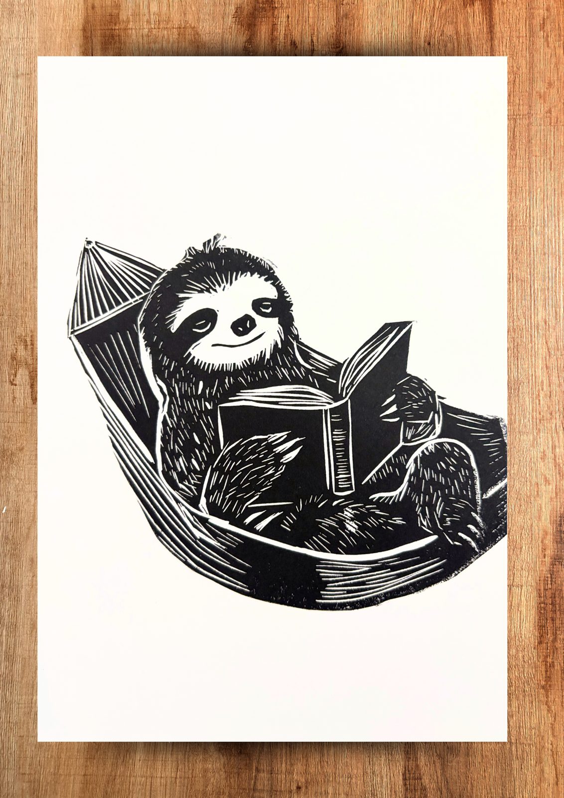 Hammock Hours — Linocut, framed