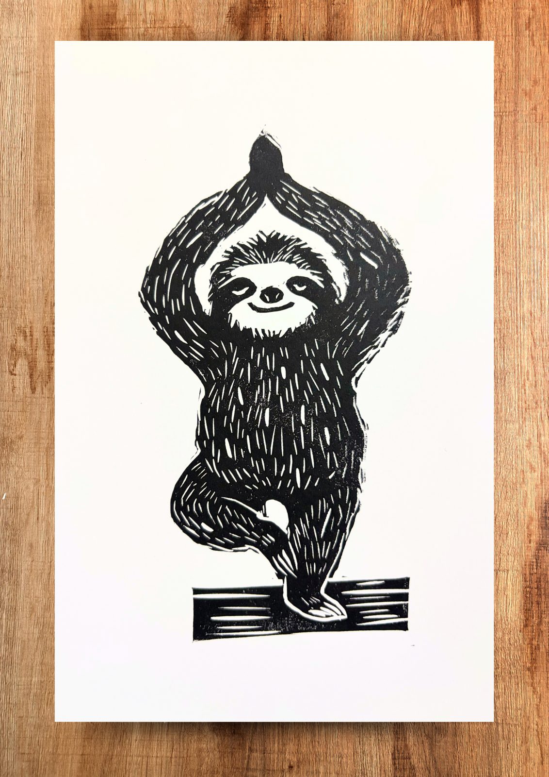 Tree Pose — Linocut, framed